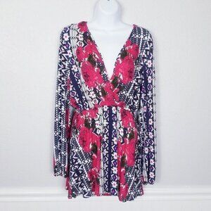 NBD X Naven Twins Revolve Floral Long Sleeve Dress Geometric Mini Long Sleeve